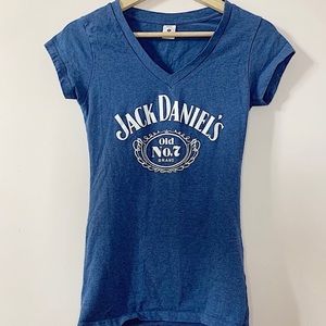 JACK DANIELS blue v-neck tee